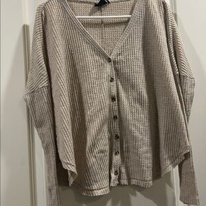 Urban Outfitters “Out From Under”Waffle V-neck Button Down oversized Top XS